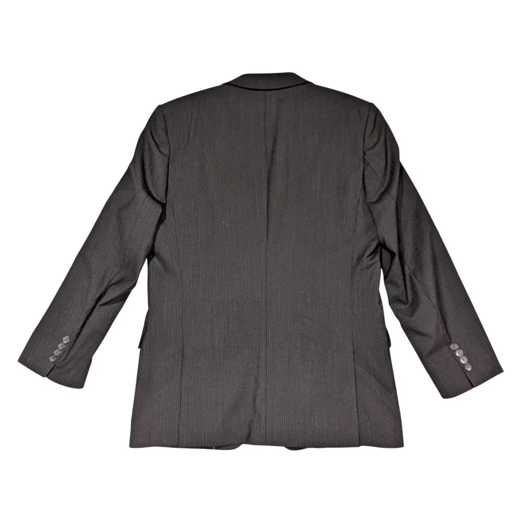 Hugo Boss Amaro Helse Blazer 42R Dark Brown Pinstripe 2 Button 100% Wool Jacket